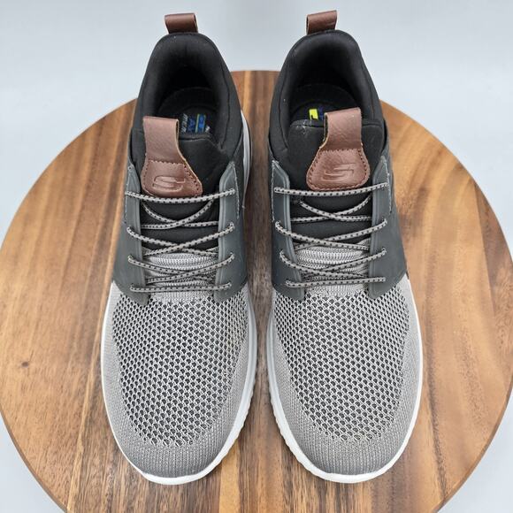 Skechers Shoes Mens 8 Gray Black Classic Fit Delson Slip On Walking Sneakers main image 6
